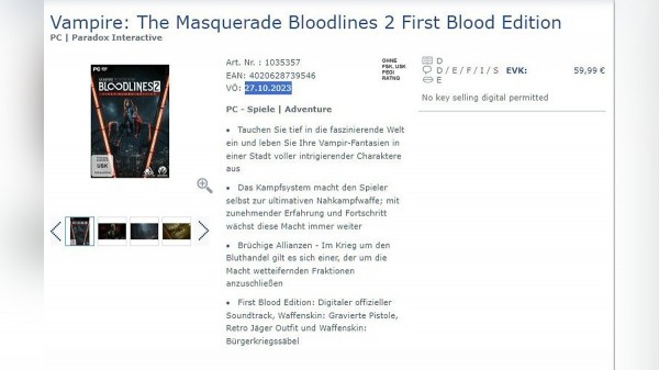 
В сети засветилась возможная дата выхода Vampire: The Masquerade &mdash; Bloodlines 2
